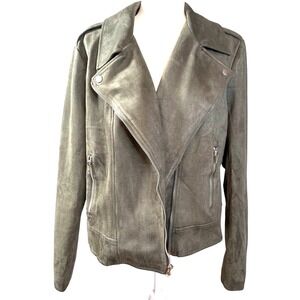 BB DAKOTA STEVE MADDEN Women's XXL Faux Suede Olive Green Moto Biker Jacket NWOT
